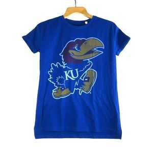 NCAA Kansas University Jayhawks T-Shirt Size Small Blue Short Sleeve